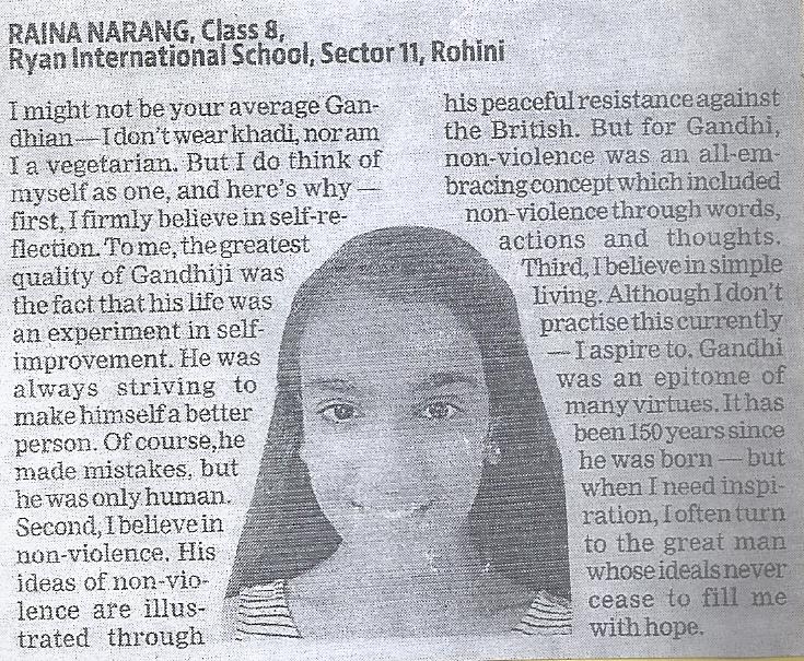 Raina Narang’s Article -Ryan International School Rohini Sector 11 G2, Delhi